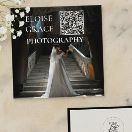 Editorial Photo Logo QR Code Square Business Card Quadratische Visitenkarte