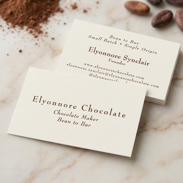 Editorial Serif Bean to Bar Chocolate Maker  Visitenkarte (Von Creator hochgeladen)