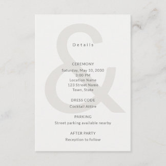 Editorial Typography Wedding Details Card Begleitkarte