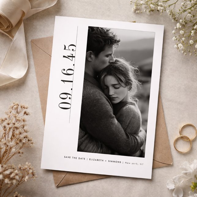 Editorial Vertikales Datum Schwarz Weiß Save the D Date (Von Creator hochgeladen)