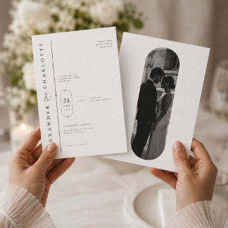 Editoriale Capsule-Portrait-Hochzeit Einladung