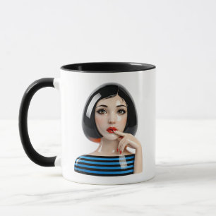 Editoriales weibliches Porträt Tasse