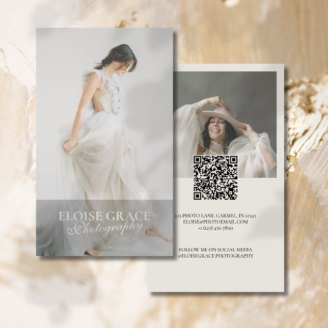 Editorisches Foto Qr Code Beruflich Fotografie Visitenkarte (Elegant and professional agent business card that makes a great first impression!)