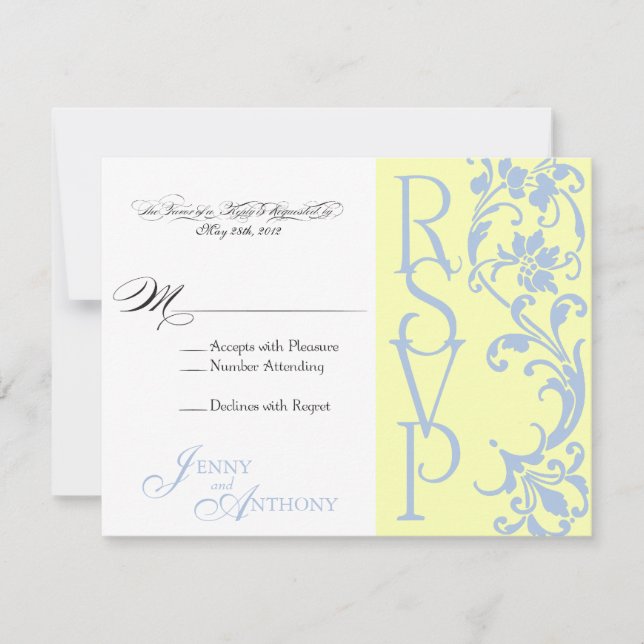 eDIY Elegant Simple UAWG Buttercreme und Sky Blue RSVP Karte (Vorderseite)