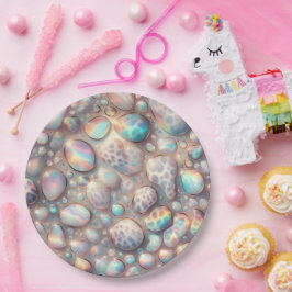 Edle Glam Opal Leoparden Druck Papier Teller