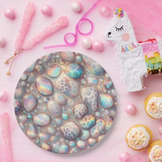 Edle Glam Opal Leoparden Druck Papier Teller (Party)