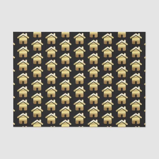 Edle Gold House Symbol Real Anwesen Muster Seidenpapier (Vorderseite)