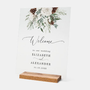 Edle Hochzeitswillkommen im Winter Acrylschild