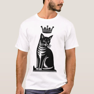 Edle Katzen-Holzschnitt-Optik T-Shirt