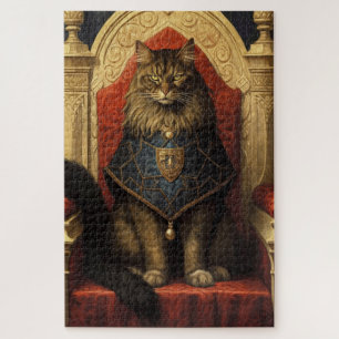 Edle Maine Coon Katzen Thron Kunst Druck