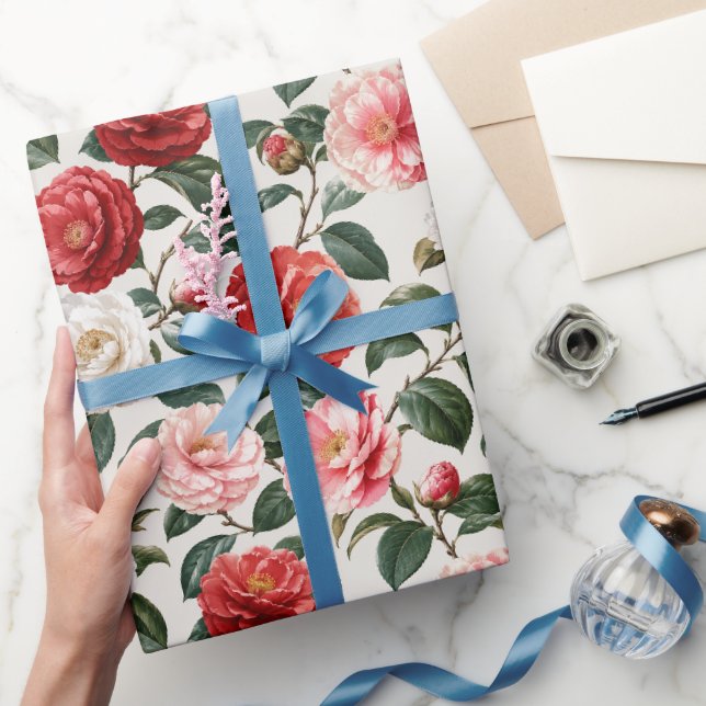 Edle neutrale Kamelien-Blumenkunst Geschenkpapier (Schenken)