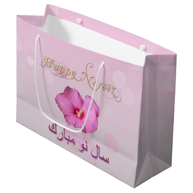 Edle persische neues Jahr-Blüte - große Geschenktüte (Vorderseite Schrägansicht)