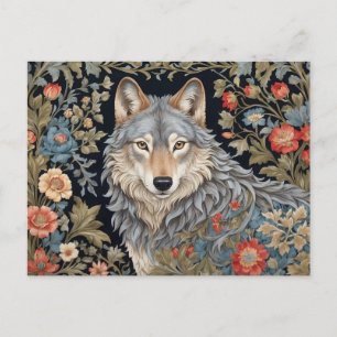 Edler Grauer Wolf - Inspiriert von William Morris Postkarte