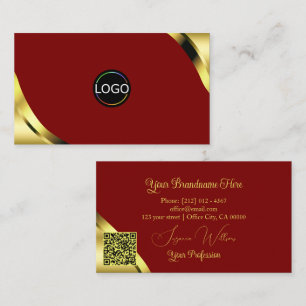 Edles Gold an den Ecken mit Logo und QR-Code auf R Visitenkarte