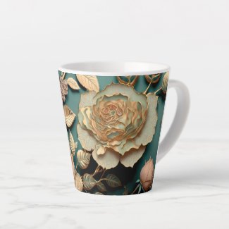 Edles goldenes Rosen Blumen Motiv Kaffeetasse
