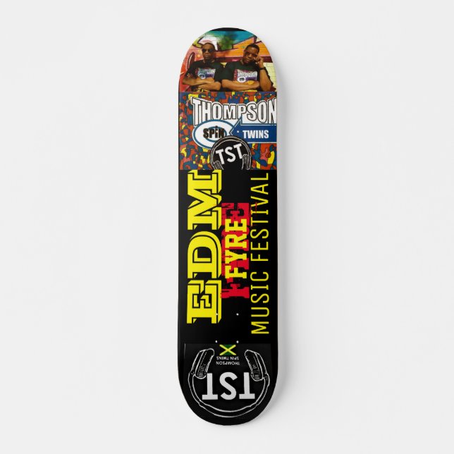 EDM FYRE MUSIC Skateboard, 7¾" Deck Skateboard (Vorne)