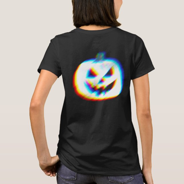 EDM Glitchy White Pumpkin Front & Back T-Shirt (Rückseite)