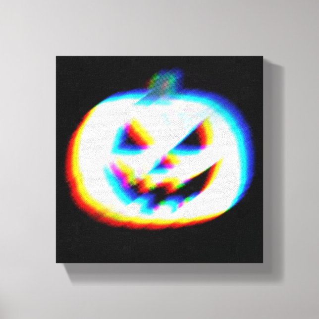 EDM Glitchy White Pumpkin Leinwanddruck (Vorderseite)