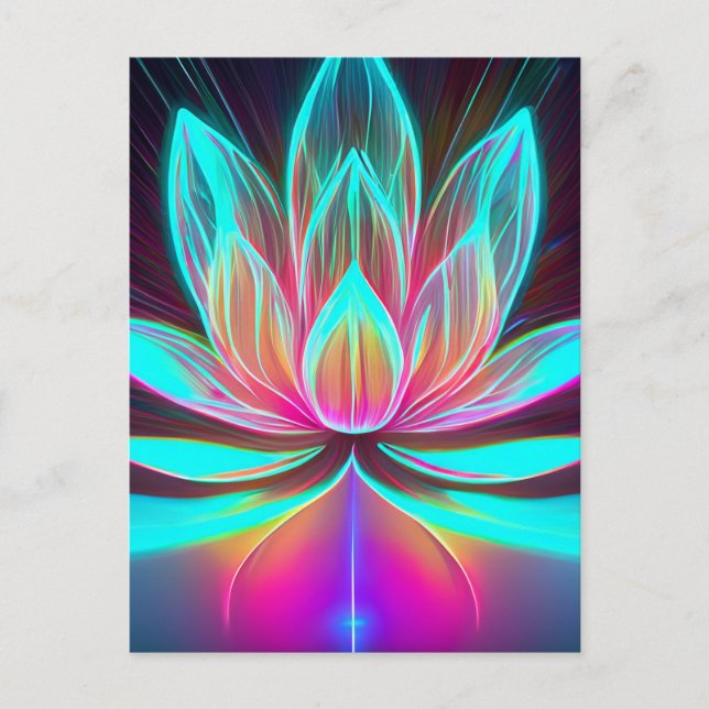 EDM Neon Laser Lights Lotus Blume Erwachen Postkarte (Vorderseite)