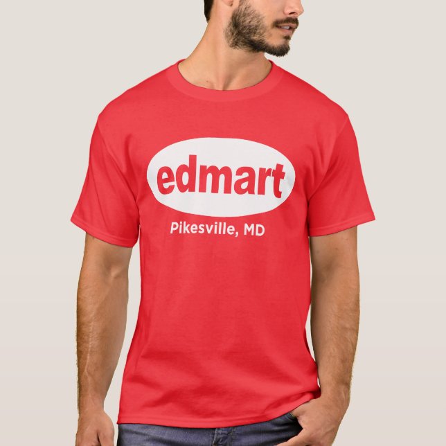 Edmart Weiß auf Rot T-Shirt (Vorderseite)