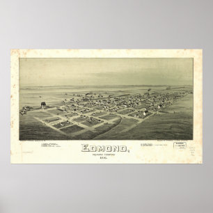 Edmond Oklahoma 1891 Antique Panoramabalkarte Poster