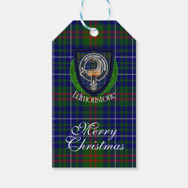 Edmonstone Scottish Clan Tartan & Crest Geschenkanhänger (Vorderseite)