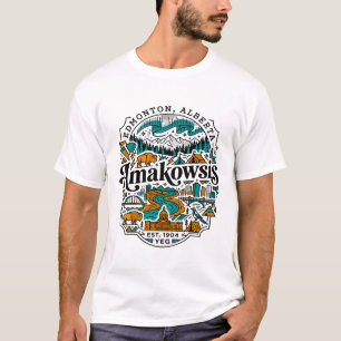 Edmonton Alberta Bison Flusstal Landschaft Illu T-Shirt