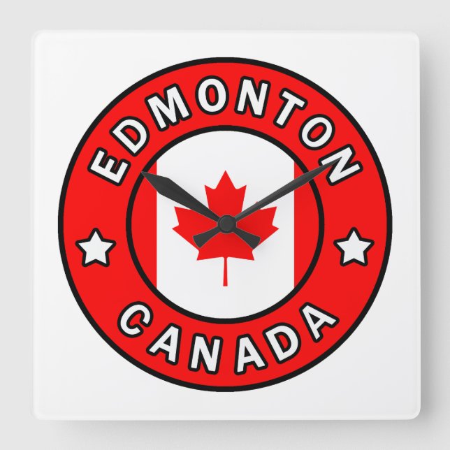 Edmonton Canada Quadratische Wanduhr (Vorderseite)