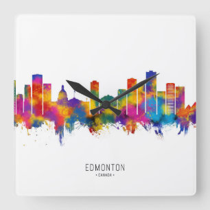 Edmonton Canada Skyline Quadratische Wanduhr