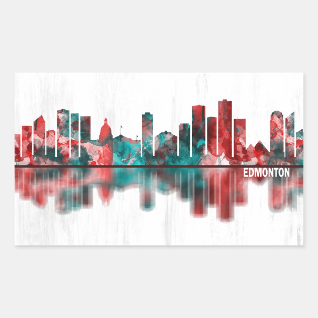 Edmonton Canada Skyline Rechteckiger Aufkleber (Vorderseite)