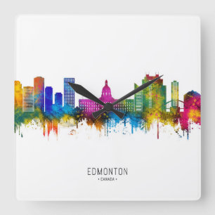 Edmonton Kanada Skyline Quadratische Wanduhr