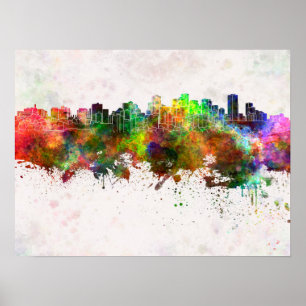 Edmonton skyline im Watercolor background Poster