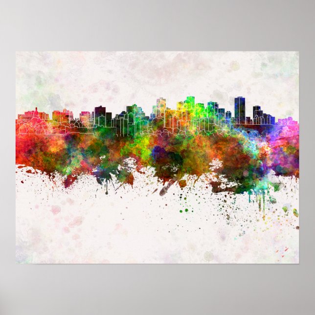 Edmonton skyline im Watercolor background Poster (Vorne)