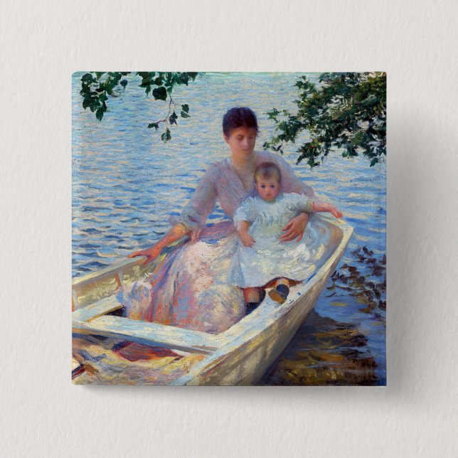 Edmund Charles Tarbell Mutter und Kind in einem Bo Button (Vorderseite)