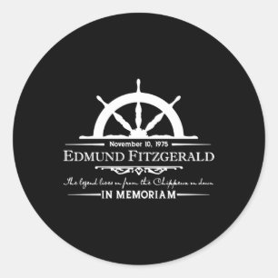Edmund Fitzgerald in Erinnerungen Gitche Gumee Runder Aufkleber