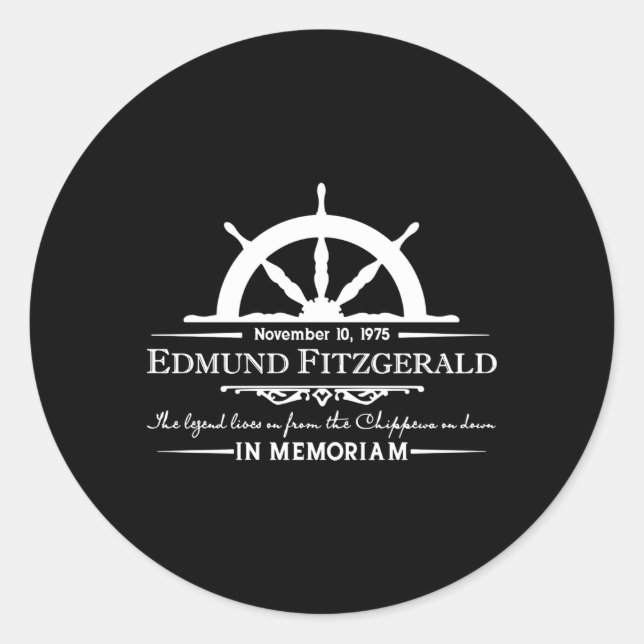 Edmund Fitzgerald in Erinnerungen Gitche Gumee Runder Aufkleber (Vorderseite)