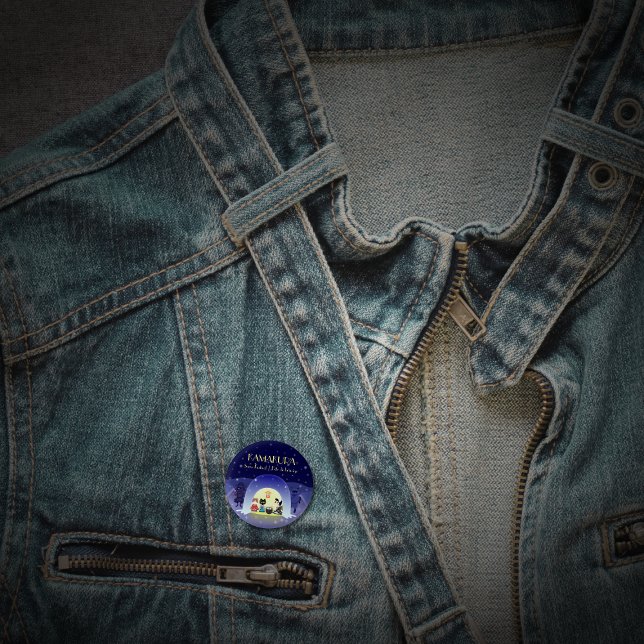 Edo-Nekos Snowy-Feier Button (Edo-Neko's Snowy Celebration 1 Inch Round Button)