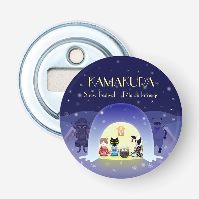 Edo-Nekos Snowy-Feier Flaschenöffner (Vorderseite)