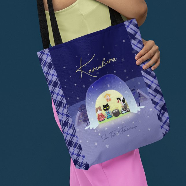 Edo-Nekos Snowy-Feier Tasche (Edo-Neko's Snowy Celebration Tote Bag)