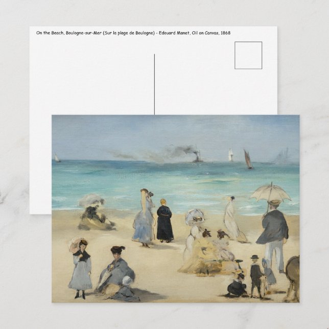 Edouard Manet - Am Strand von Boulogne-sur-Mer Postkarte (Vorne/Hinten)