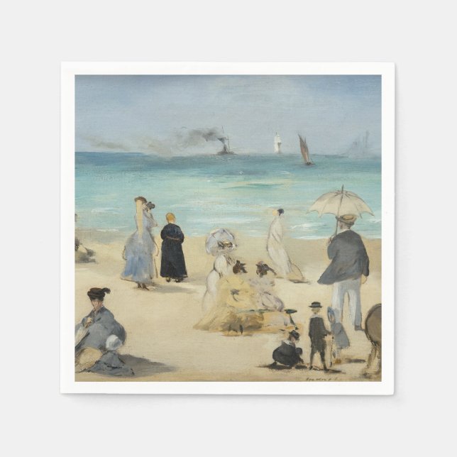 Edouard Manet - Am Strand von Boulogne-sur-Mer Serviette (Vorderseite)