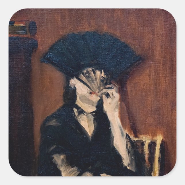 Edouard Manet - Berthe Morisot mit einem Fan Quadratischer Aufkleber (Vorderseite)