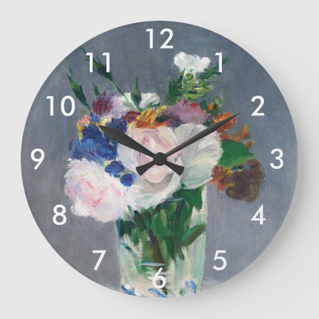 Edouard Manet - Blume in einer Crystal Vase Große Wanduhr (Vorderseite)
