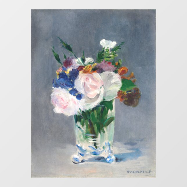 Edouard Manet - Blume in einer Kristallvase Fensteraufkleber (Blatt)