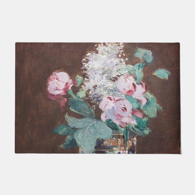 Edouard Manet - Blume in einer Kristallvase Fußmatte (Vorderseite)