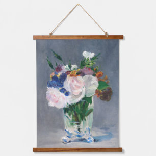Edouard Manet - Blume in einer Kristallvase Wandteppich Mit Holzrahmen