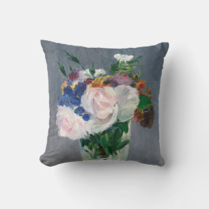 Edouard Manet - Blumen in einer Kristallvase Kissen