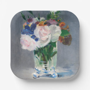 Edouard Manet - Blumen in einer Kristallvase Pappteller