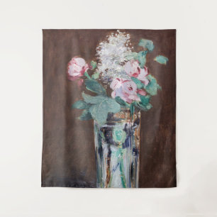 Edouard Manet - Blumen in einer Kristallvase Wandteppich