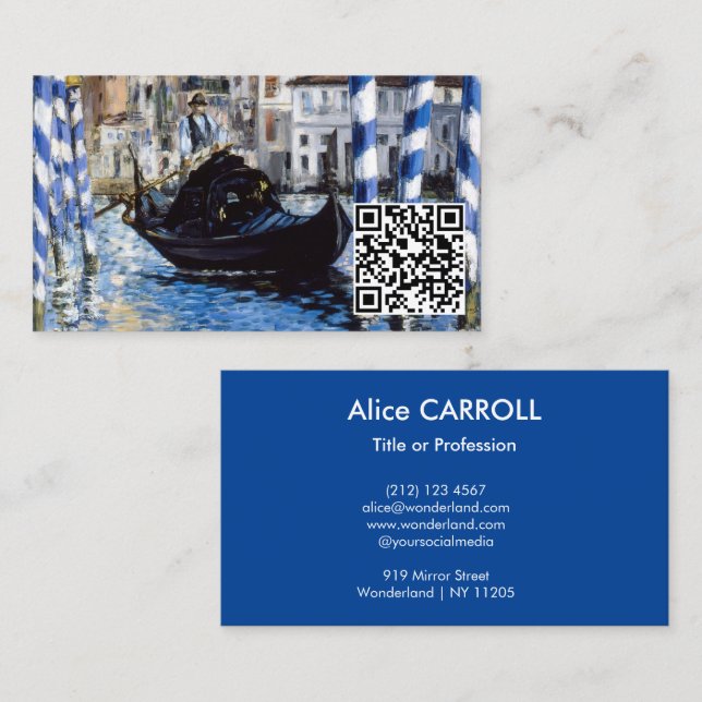 Edouard Manet - Canal Grande, Venedig - QR-Code Visitenkarte (Vorne/Hinten)